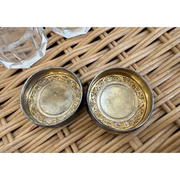 Antique 30's Vanity Jars Cut Crystal Floral Wallace Sterling Silver Tops Set 3 - Picture 11 of 16